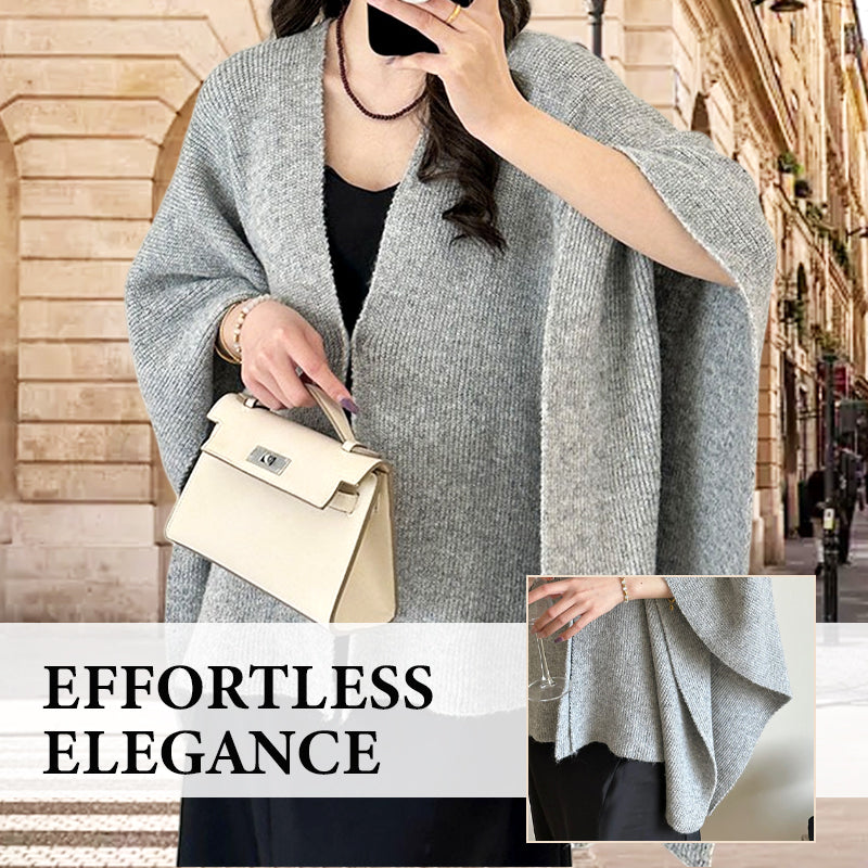 ✨ Damen Elegante Strick-Cardigan-Cape · Warme Modische Strickjacke mit Cape-Design