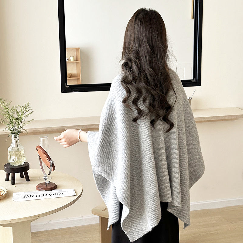 ✨ Damen Elegante Strick-Cardigan-Cape · Warme Modische Strickjacke mit Cape-Design