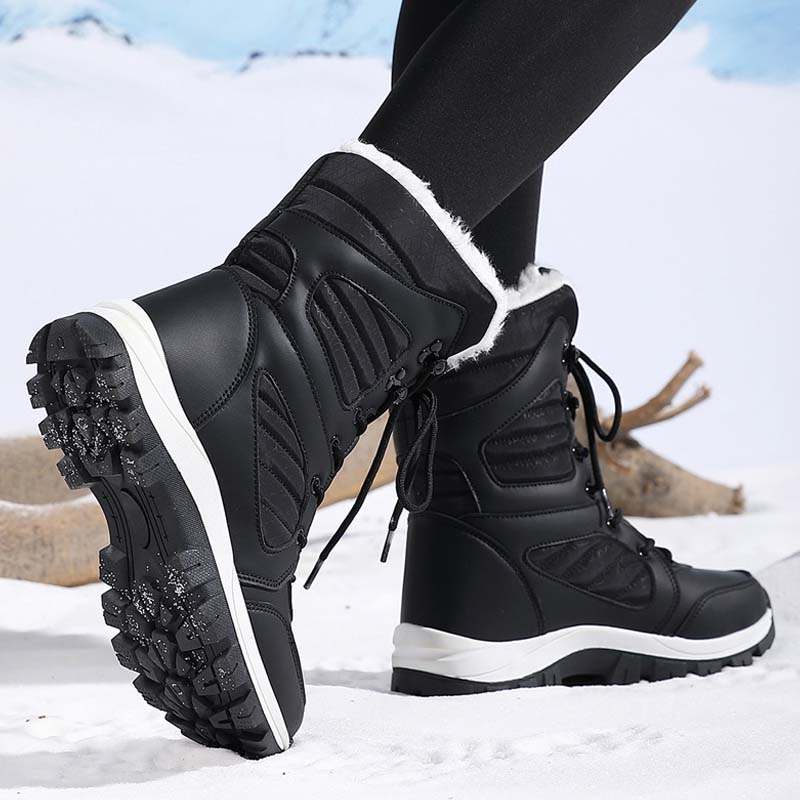 Warme, knöchelhohe Schneestiefel zum Schnüren für Damen