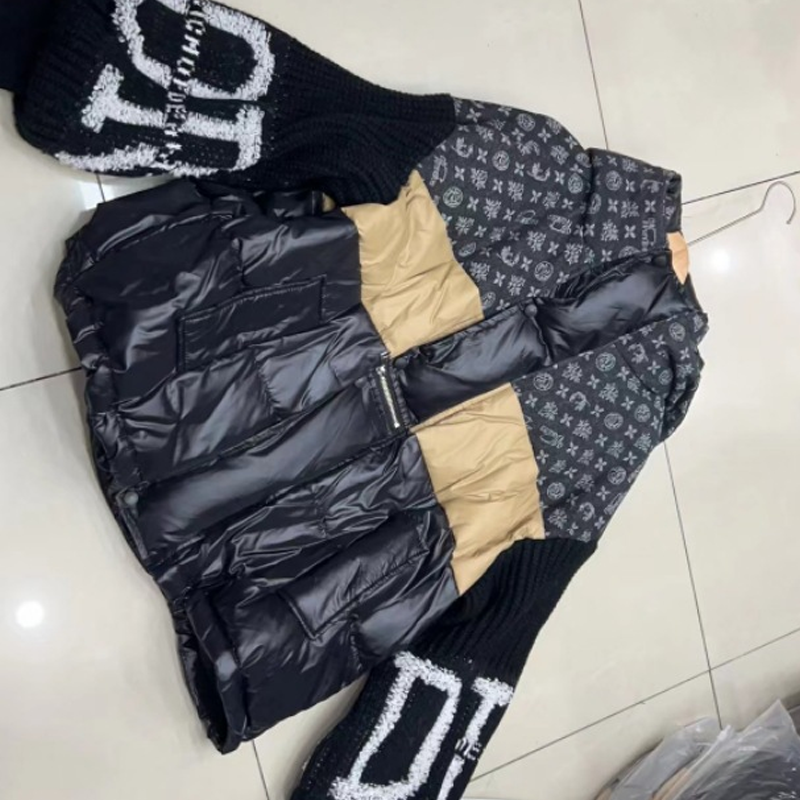 ✨🎅Weihnachtsangebote – Nur für kurze Zeit!⏰Damen Steppjacke mit Kapuze, Strickärmeln und Patchwork-Design