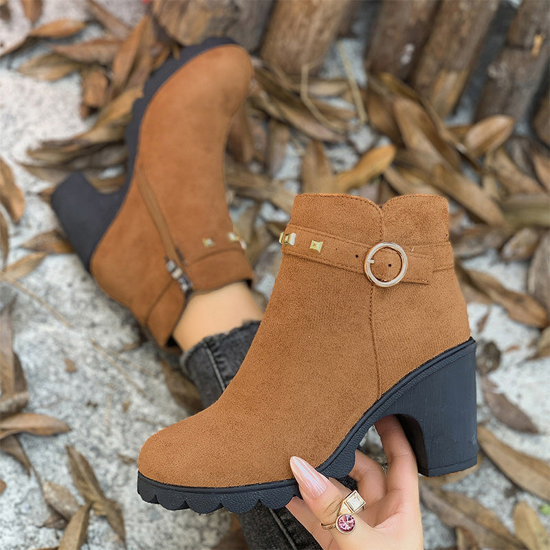 Damenmode Stiefeletten mit klobigem Absatz