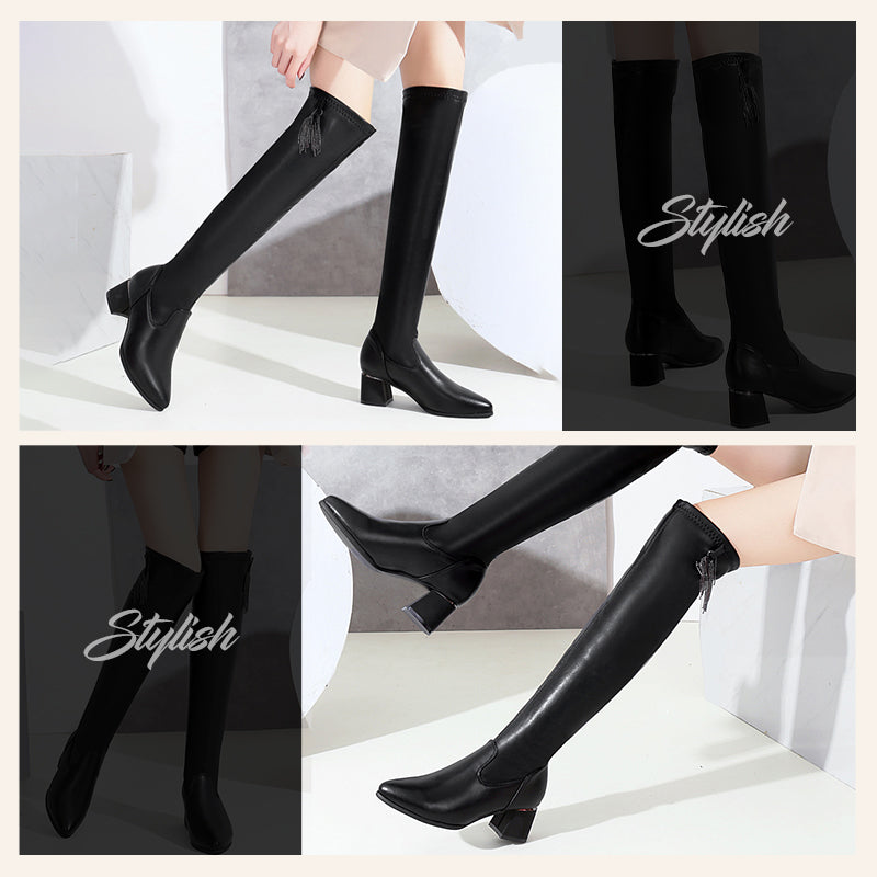 Damen Overknee-Stiefel 2025 – Elastische Langschaft-Stiefel mit Absatz, Schlankmachend & Herbst/Winter Trend