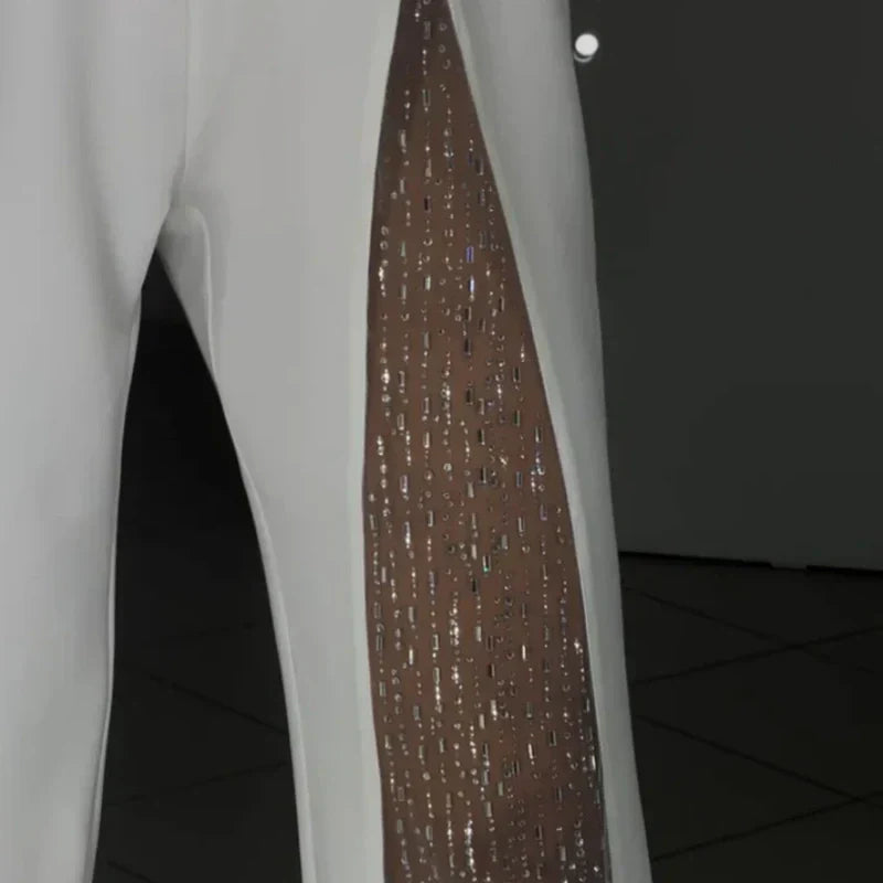 Glitzer-Mesh-Overall mit Ein-Schulter-Träger und Schlag