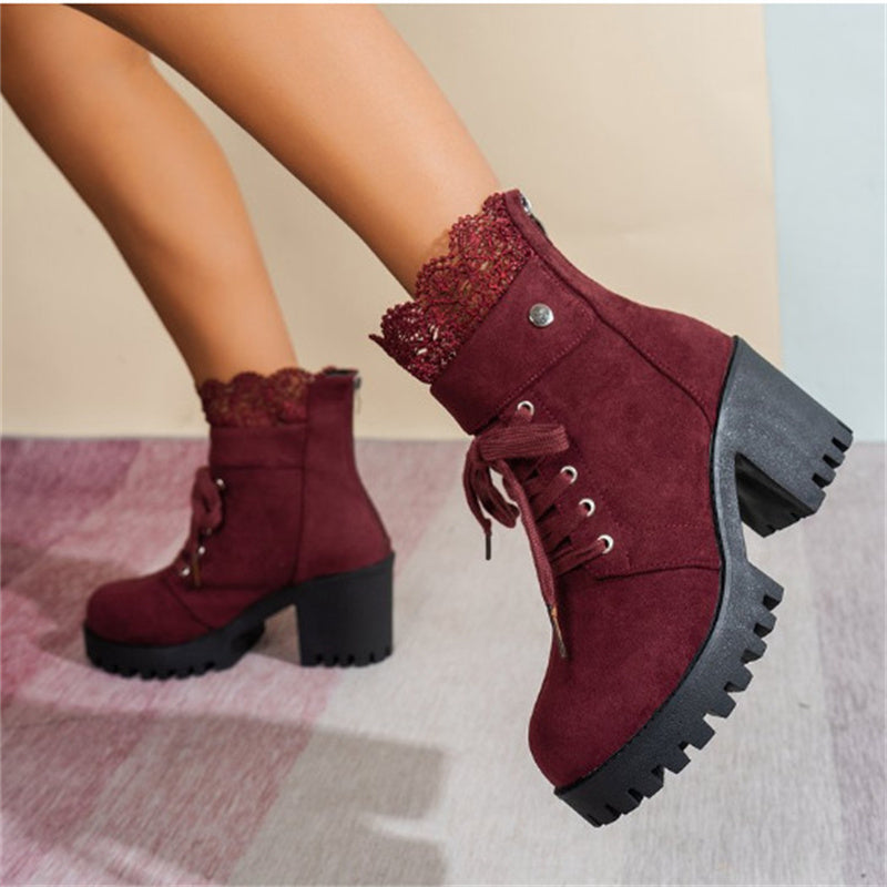 🔥Black-Friday-Mega-Angebot – 50 % Rabatt!🔥Damen-Stiefeletten mit dickem Absatz und Spitze