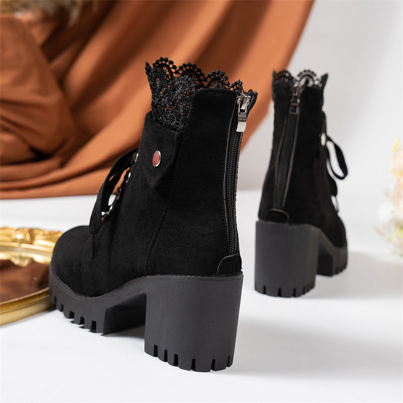 🔥Black-Friday-Mega-Angebot – 50 % Rabatt!🔥Damen-Stiefeletten mit dickem Absatz und Spitze