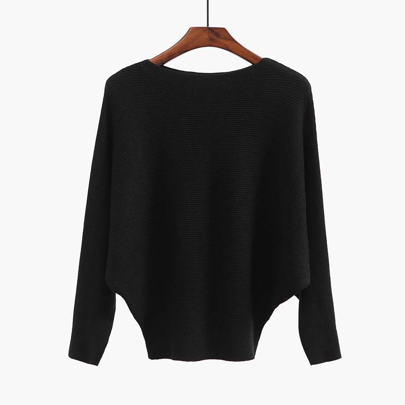 🔥Black-Friday-Mega-Angebot – 50 % Rabatt!🔥Damenbootsausschnitt mit Dolman-Ärmeln und Rippstrick-Gestrick Pullover