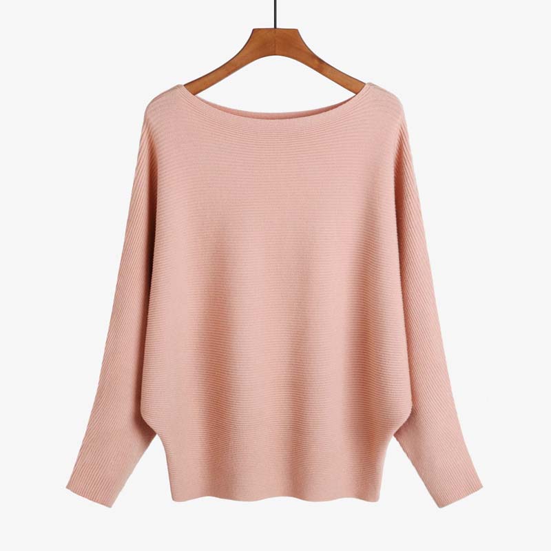 🔥Black-Friday-Mega-Angebot – 50 % Rabatt!🔥Damenbootsausschnitt mit Dolman-Ärmeln und Rippstrick-Gestrick Pullover