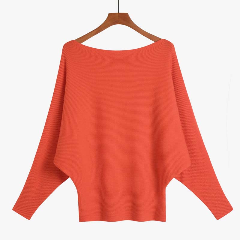 🔥Black-Friday-Mega-Angebot – 50 % Rabatt!🔥Damenbootsausschnitt mit Dolman-Ärmeln und Rippstrick-Gestrick Pullover