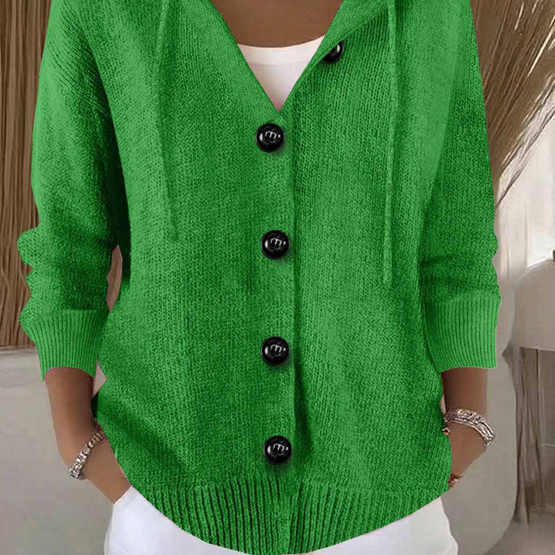 Damen einfarbige Strickjacke mit langen Ärmeln