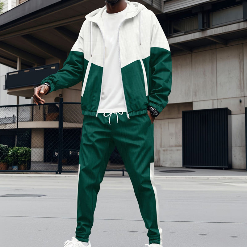 Herren Kontrast Hoodie & Verjüngte Jogginghosen Sport-Set