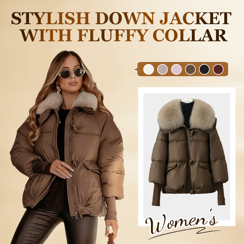 🔥Black-Friday-Mega-Angebot – 50 % Rabatt!🔥Damenmodischer Kurzer Daunenjacke Mit Flauschigem Kragen