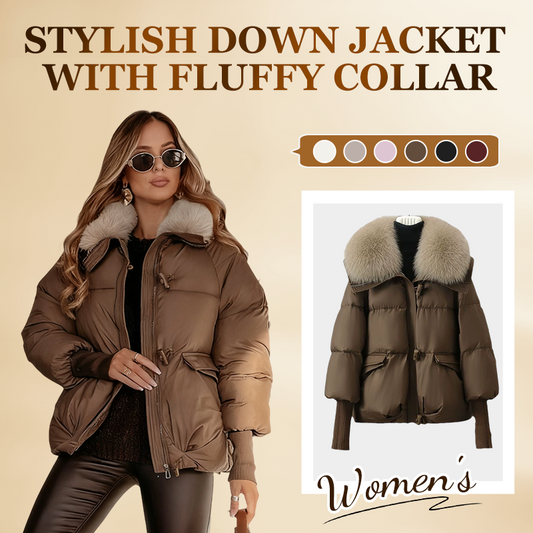 🔥Black-Friday-Mega-Angebot – 50 % Rabatt!🔥Damenmodischer Kurzer Daunenjacke Mit Flauschigem Kragen