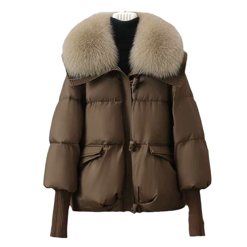 🔥Black-Friday-Mega-Angebot – 50 % Rabatt!🔥Damenmodischer Kurzer Daunenjacke Mit Flauschigem Kragen
