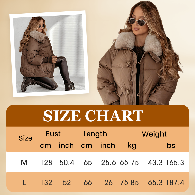 🔥Black-Friday-Mega-Angebot – 50 % Rabatt!🔥Damenmodischer Kurzer Daunenjacke Mit Flauschigem Kragen