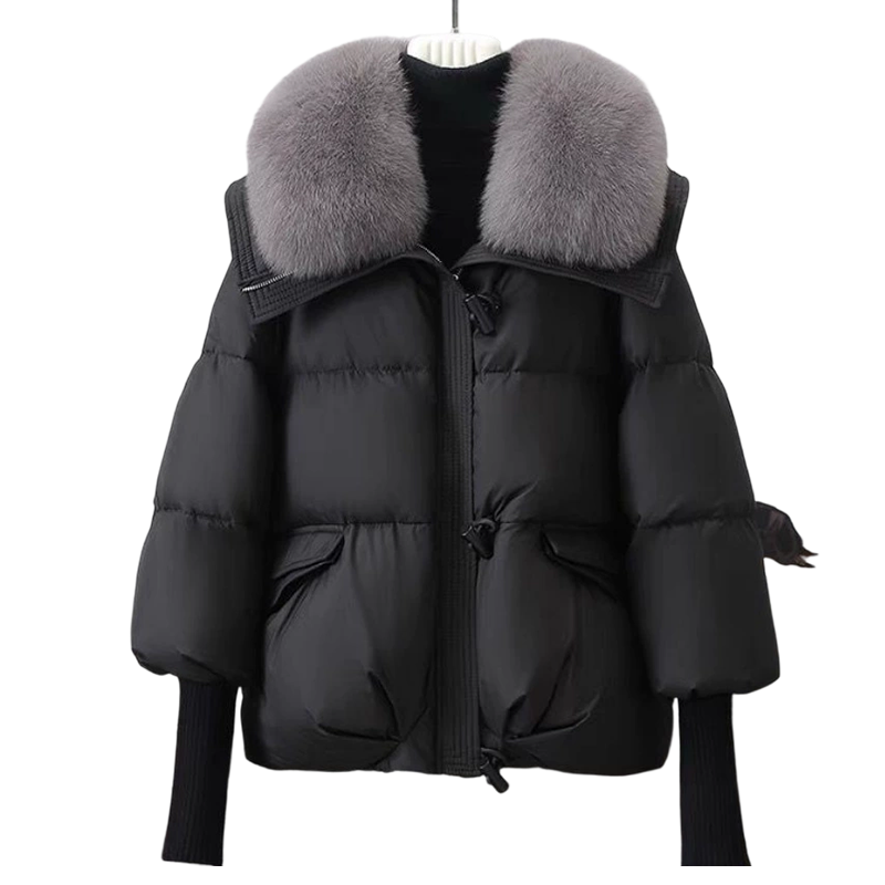 🔥Black-Friday-Mega-Angebot – 50 % Rabatt!🔥Damenmodischer Kurzer Daunenjacke Mit Flauschigem Kragen