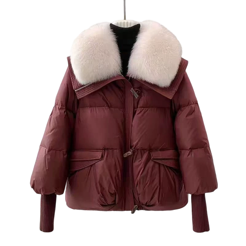 🔥Black-Friday-Mega-Angebot – 50 % Rabatt!🔥Damenmodischer Kurzer Daunenjacke Mit Flauschigem Kragen