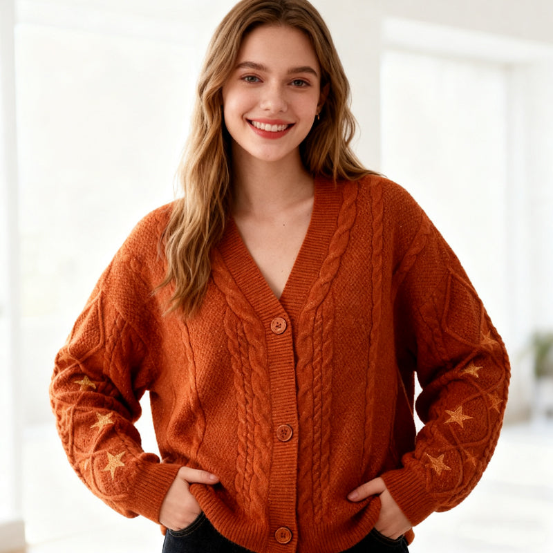 Versandkostenfrei🚀Strickjacke mit Knöpfen für Damen