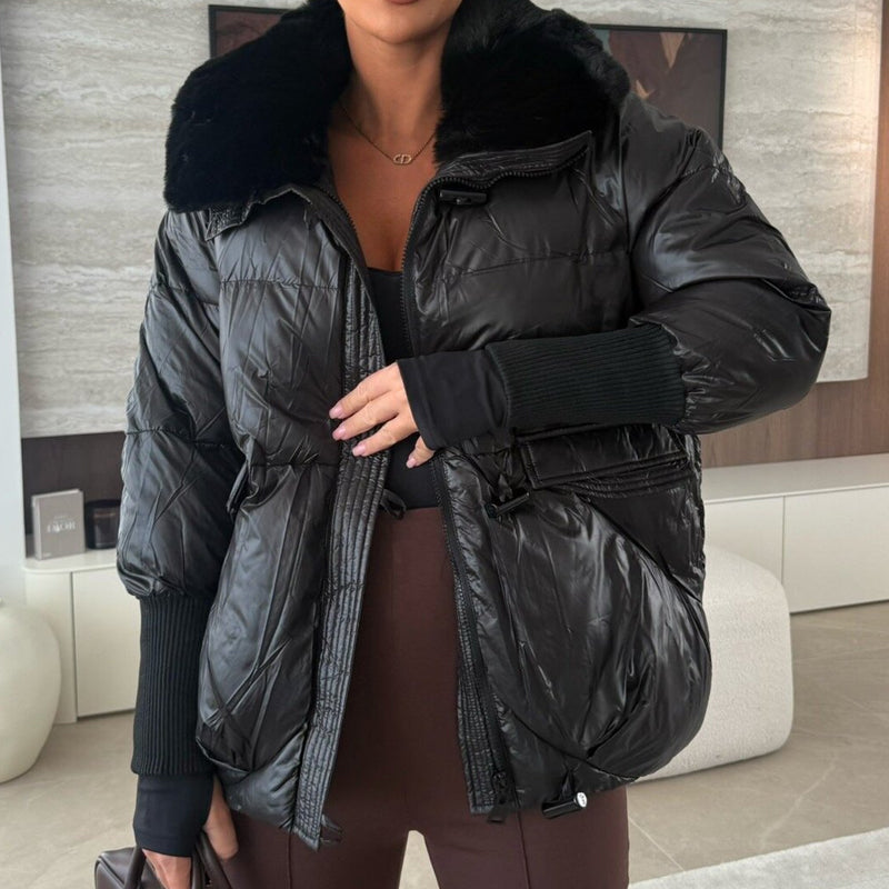 🔥Black-Friday-Mega-Angebot – 50 % Rabatt!🔥Stylische Damen-Pufferjacke mit Kunstfell-Kragen