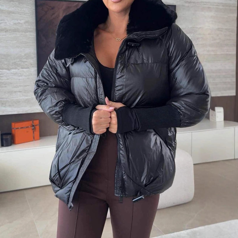 🔥Black-Friday-Mega-Angebot – 50 % Rabatt!🔥Stylische Damen-Pufferjacke mit Kunstfell-Kragen
