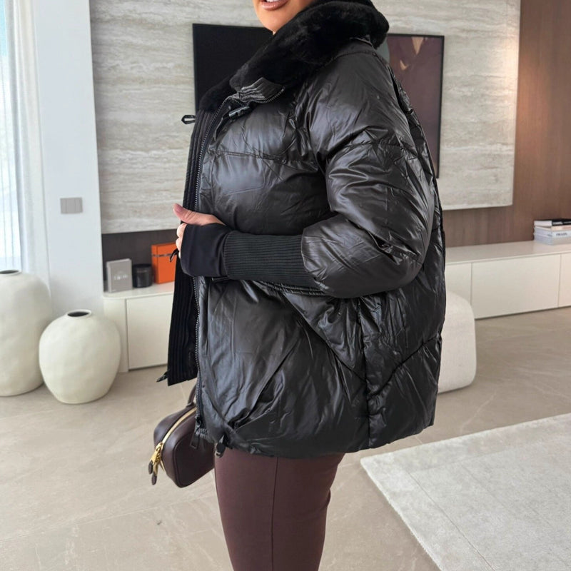 🔥Black-Friday-Mega-Angebot – 50 % Rabatt!🔥Stylische Damen-Pufferjacke mit Kunstfell-Kragen