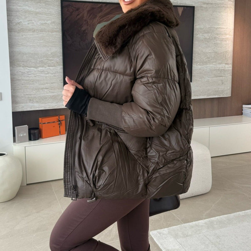 🔥Black-Friday-Mega-Angebot – 50 % Rabatt!🔥Stylische Damen-Pufferjacke mit Kunstfell-Kragen
