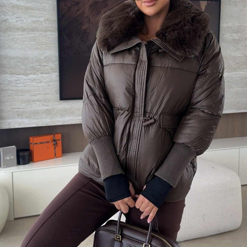 🔥Black-Friday-Mega-Angebot – 50 % Rabatt!🔥Stylische Damen-Pufferjacke mit Kunstfell-Kragen
