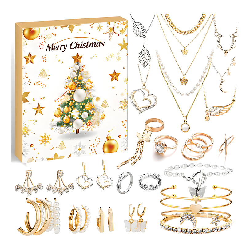 💖Black-Friday-Mega-Angebot – 50 % Rabatt!💖24-teiliger Weihnachts-Countdown-Kalender mit feinem Schmuck