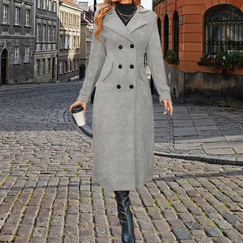 ⌛ Nur noch 3 Tage – 50 % auf alles! ⏰ Langer, warmer Damenmantel mit doppelter Knopfleiste🧥