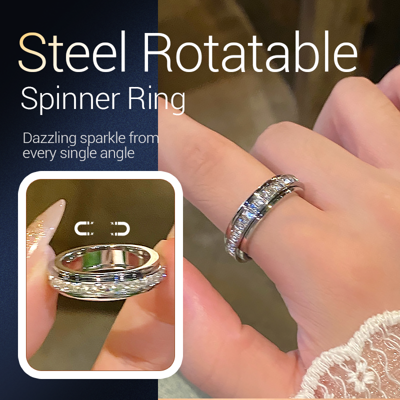 🎊Fröhliches Neujahr! 50% auf alles ⏰💖Drehbarer Spinner-Ring aus Titanstahl mit Zirkonia
