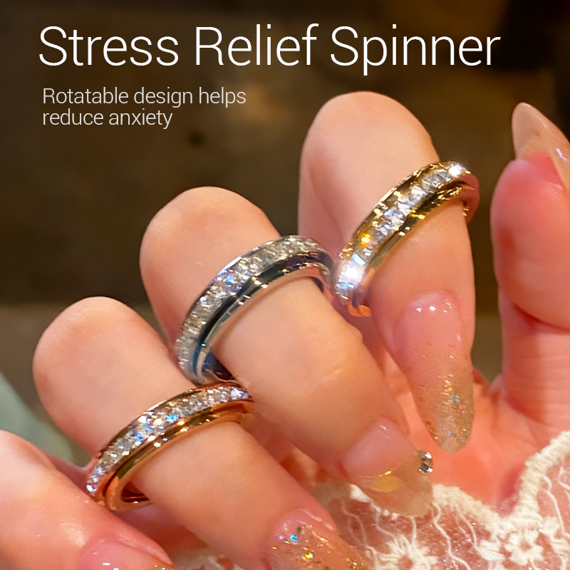 🎊Fröhliches Neujahr! 50% auf alles ⏰💖Drehbarer Spinner-Ring aus Titanstahl mit Zirkonia