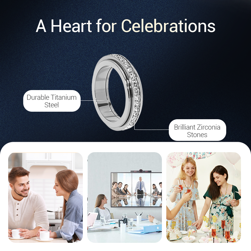 🎊Fröhliches Neujahr! 50% auf alles ⏰💖Drehbarer Spinner-Ring aus Titanstahl mit Zirkonia