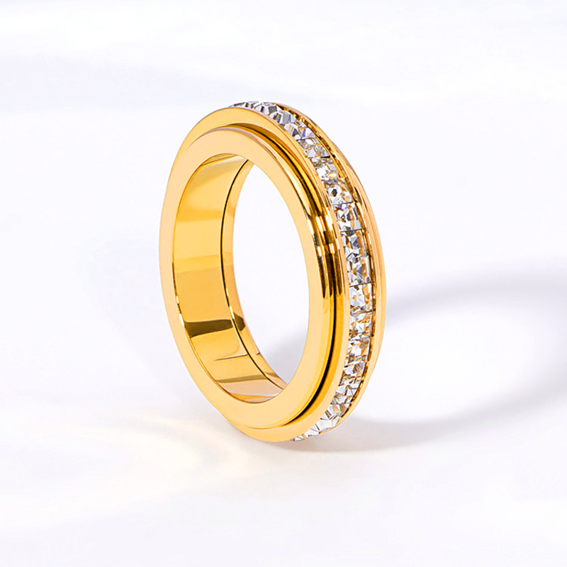 🎊Fröhliches Neujahr! 50% auf alles ⏰💖Drehbarer Spinner-Ring aus Titanstahl mit Zirkonia