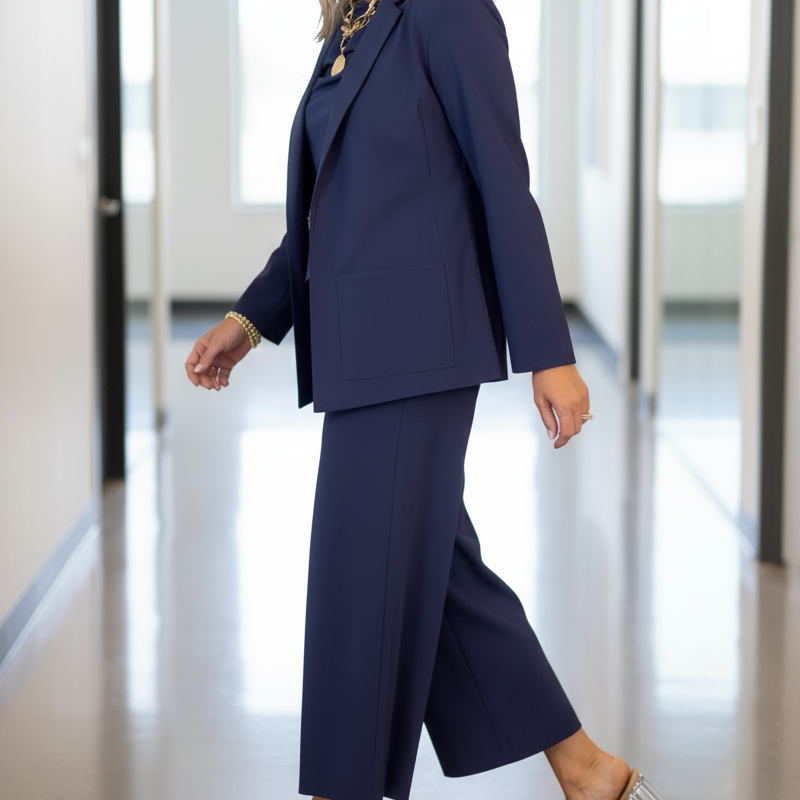 ✨🎅Weihnachtsangebote – Nur für kurze Zeit!⏰Damen Anzug (3-teilig) mit Blazer, weiter Hose und Top