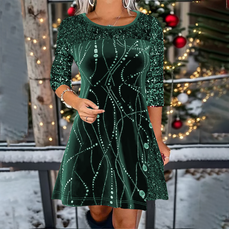 💖Black-Friday-Mega-Angebot – 50 % Rabatt!💖Elegantes Pailletten-A-Linien-Kleid