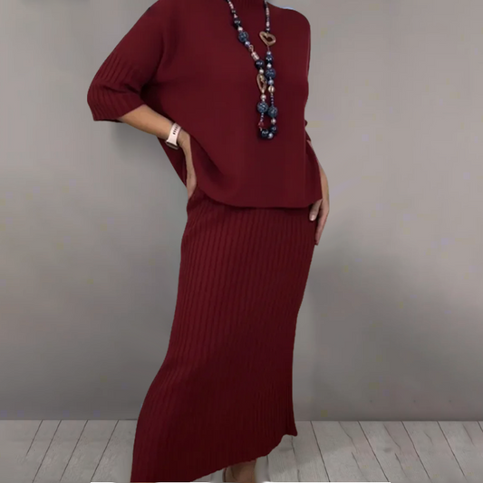 ⏳ Letzter Tag: 50 % auf das gesamte Sortiment!⏰Elegantes 2-teiliges Set aus Strickpullover und Midirock