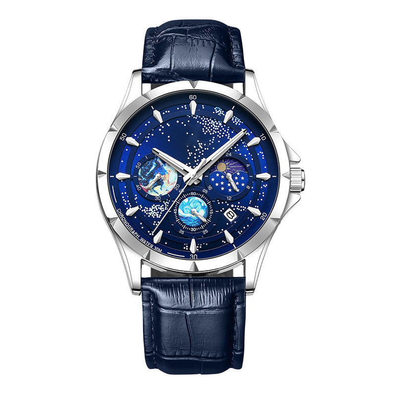 🎄 Weihnachtsangebot – Immer 50% RABATT! 🌌 Herrenuhr Leuchtender Sternenhimmel: Kosmisches Sternenzifferblatt – Nachtleuchten + Chronograph für Stil & Praxis am Handgelenk! ⌚