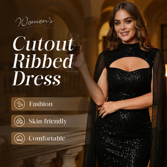 Figurbetontes Chiffonkleid für Damen – Rundhals, Cape-Ärmel, Perlendetails 👗💫
