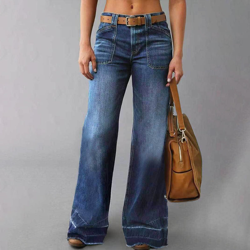 🎉Heißer Verkauf 50% RABATT👖 Damen Retro Flare Jeans – Vintage Wash, Stretch Denim & Hoher Bund für Perfekten Komfort ✨