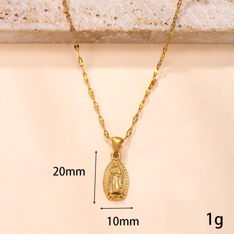 Gold-Tone Stainless Steel Virgin Mary Pendant