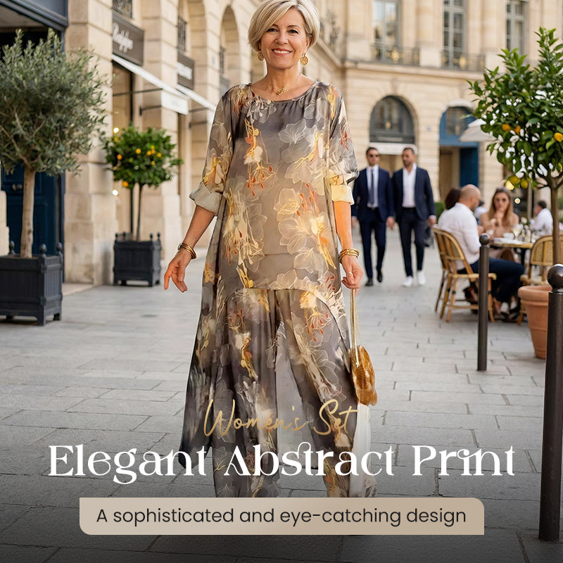 Asymmetrisches Tunika- und Hosen-Set mit Blumenmuster für Damen