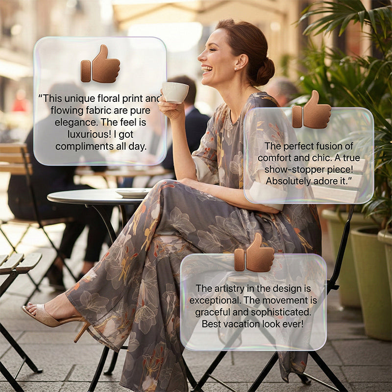 Asymmetrisches Tunika- und Hosen-Set mit Blumenmuster für Damen