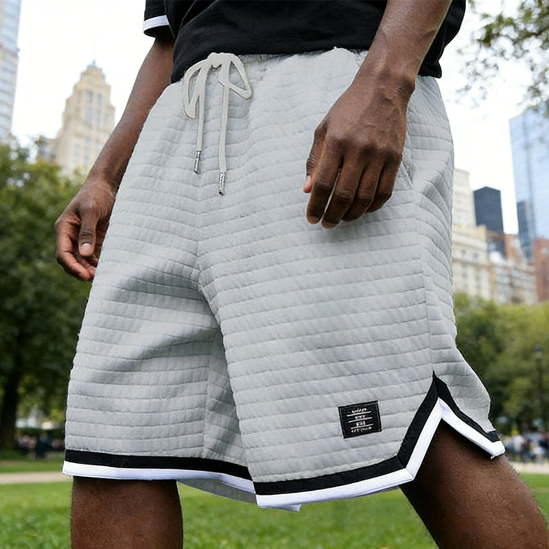 🏃 Locker geschnittene Herren-Shorts mit Streifen- / Karo-Design – Bequeme Freizeitshorts für Sport & Alltag – Sommerliche Baumwoll-Shorts🩳
