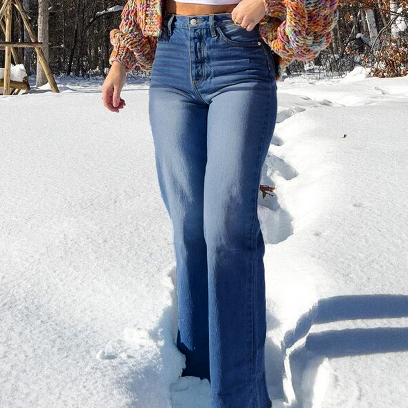 Damen High-Waist-Stretch-Straight-Leg-Jeans