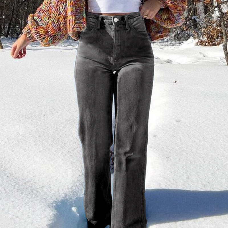 Damen High-Waist-Stretch-Straight-Leg-Jeans