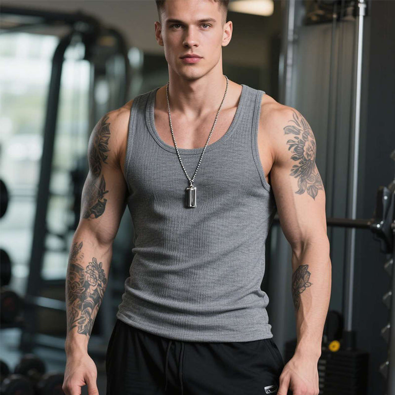 Ärmelloses Herren Shirt aus schwerer Baumwolle – Rippstrick-Tanktop für Sport, Freizeit & als Unterwäsche 🏃🏋️