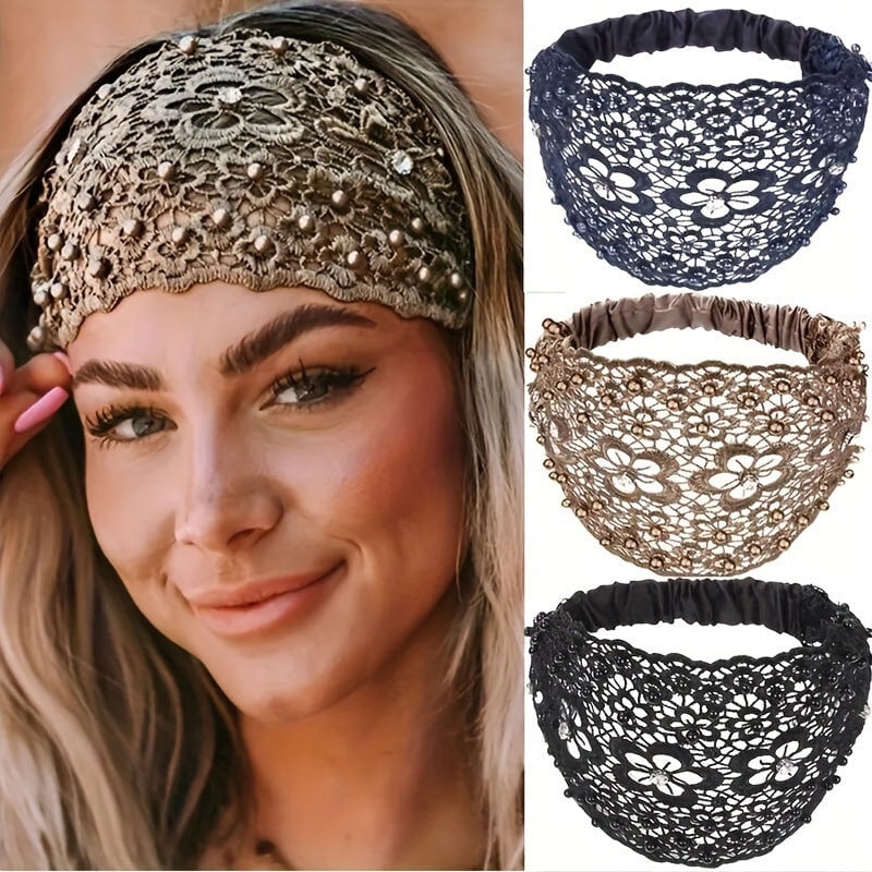 Damen Haarband mit Perlen & Strass – Breites Stirnband für Alltag💎✨