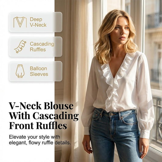 🌿✨ Damen Bluse – Frühling/Sommer, Langarm, Rüschen-Design, Elegant & Leicht📦Kostenloser Versand🔥
