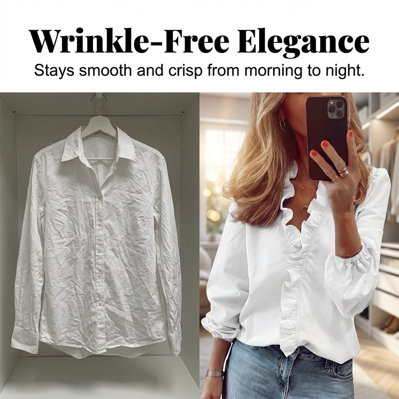 🌿✨ Damen Bluse – Frühling/Sommer, Langarm, Rüschen-Design, Elegant & Leicht📦Kostenloser Versand🔥
