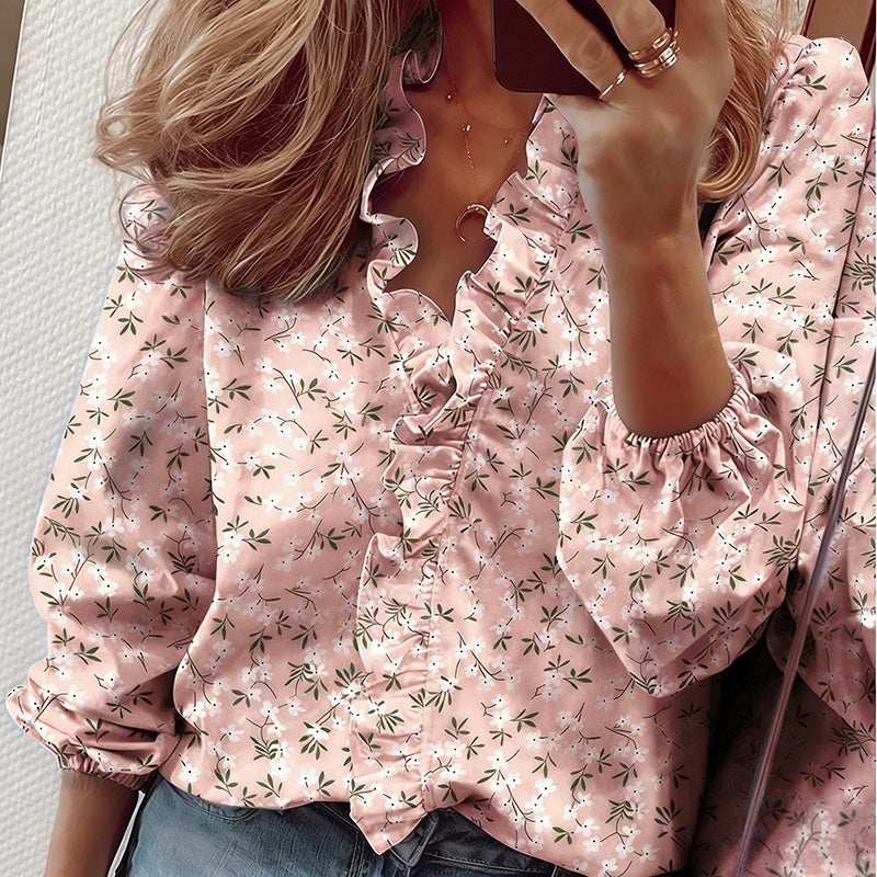 🌿✨ Damen Bluse – Frühling/Sommer, Langarm, Rüschen-Design, Elegant & Leicht📦Kostenloser Versand🔥