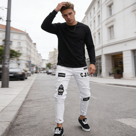 👖🔥 Herren Jeans in Schwarz – Slim Fit mit Destroyed-Effekt, Moderner Streetstyle